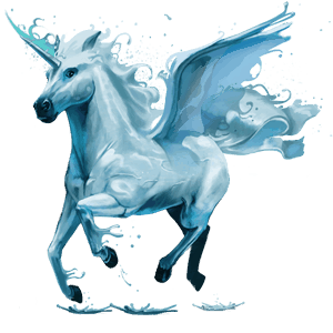 winged riding unicorn water element