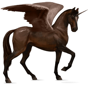 winged riding unicorn thoroughbred dark bay