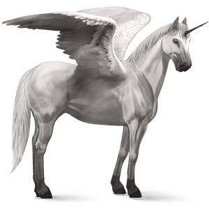 winged riding unicorn quarter horse light gray