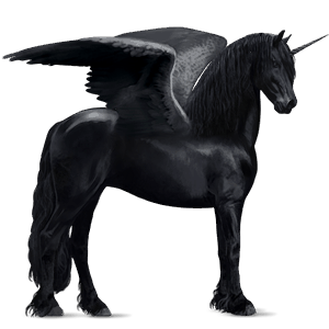 winged riding unicorn black