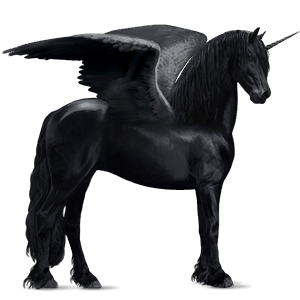 winged riding unicorn friesian black