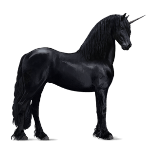 riding unicorn friesian black