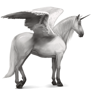 winged riding unicorn purebred spanish horse light gray