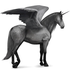 winged riding unicorn dapple gray