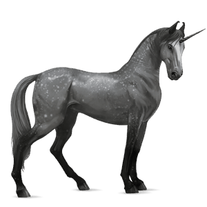 riding unicorn thoroughbred dapple gray