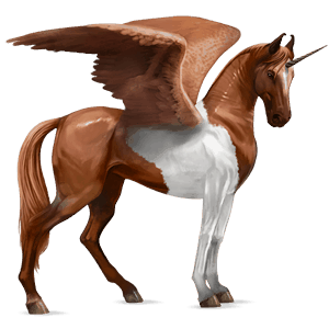 winged riding unicorn chestnut tobiano