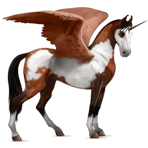 winged riding unicorn chestnut overo