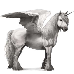 winged riding unicorn fleabitten gray