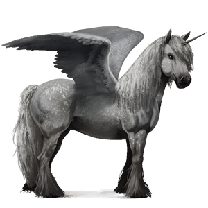 winged riding unicorn barb dapple gray