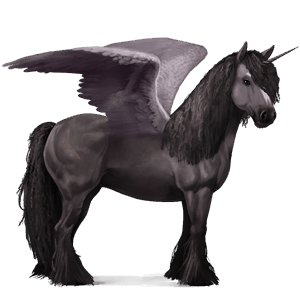 winged riding unicorn vanner mouse gray