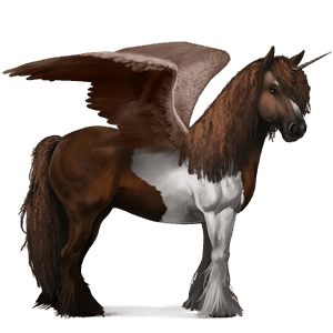 winged draft unicorn drum horse bay