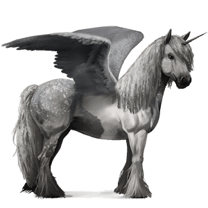 winged riding unicorn vanner dapple gray tobiano