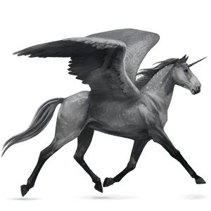 winged riding unicorn thoroughbred dapple gray