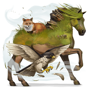 winged riding unicorn arabian horse roan