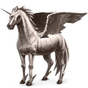 winged riding unicorn metal element