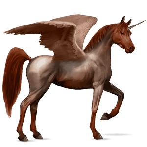 winged riding unicorn arabian horse strawberry roan